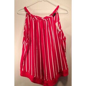 New York & Company Red White Striped Tank Top Cami Shirt Women Size Large Nwt